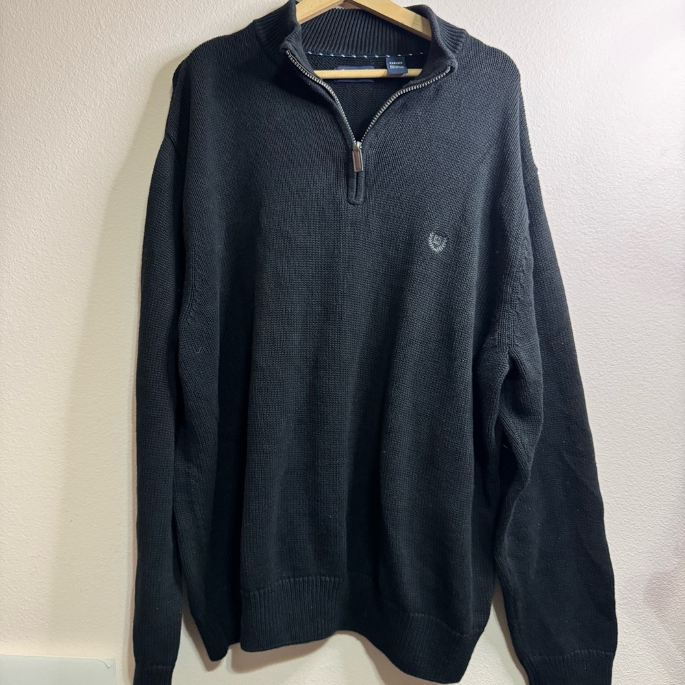 Chaps Big & Tall Men's Black Quarter-Zip Sweater
